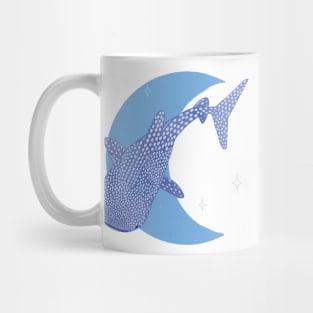 Whale Shark Crescent Moon - Blue Mug